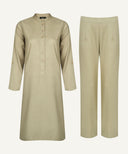 Pale Olive Green Roll Sleeve Matching Set
