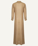 Honey Mustard Ginkgo Leaf Print Box Pleated Dress