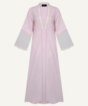 Pearl Pink Embroidered Trim A-Line Cardigan