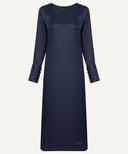 Dark Blue Long Sleeve Pleated Cuff Midi-Length Matching Set