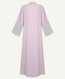 Pearl Pink Embroidered Trim A-Line Cardigan