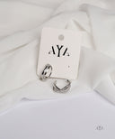 AYA Silver Criss-Curve Hoop Stud Earrings