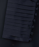 Dark Blue Long Sleeve Pleated Cuff Midi-Length Matching Set