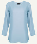 Powder Blue Short-Length Top with Flared Trousers Matching Set