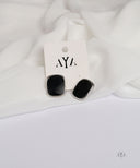 AYA Silver with Black Square Stud Earrings