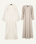 White Peach Long Bell Sleeve Cardigan Set