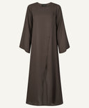 Brown Overlap A-Line Maxi Dress