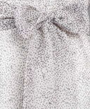 White Micro Dotted Volume Sleeve A-Line Maxi Dress