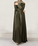 Ivelle Army Green Front Open Dress