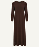 Mahogany Brown Long Sleeve Maxi Slip Dress