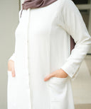 White Side Panel Button Down A-line Abaya