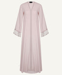 Soft Pink Embellished Sleeve A-Line Cardigan Set