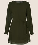 Dark Olive Long Sleeve Draped Blouse