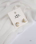 AYA Gold with Ivory White Pearl Stud Earrings