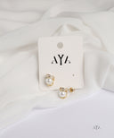 AYA Gold with Ivory White Pearl Stud Earrings