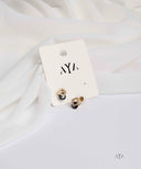 AYA Gold Black Stone Stud Earrings