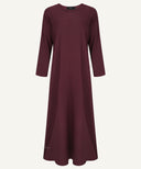 Burgundy Embroidered Keyhole Neck Cardigan Abaya Set