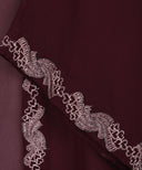 Burgundy Embroidered Keyhole Neck Cardigan Abaya Set