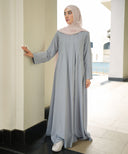 Soft Blue Front Pleated A-line Abaya