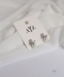 AYA Silver Ribbon Bow Pearl Studs Earrings