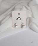 AYA Silver Ribbon Bow Pearl Studs Earrings