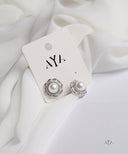 AYA Silver Crystal Bloom Pearl Stud Earrings