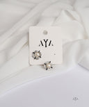 AYA Silver Ivory Petal Pearl Stud Earrings