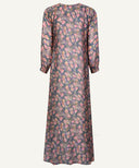 Pink Floral Printed A-Line Satin Wrap Maxi Dress
