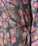 Pink Floral Printed A-Line Satin Wrap Maxi Dress