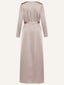 Nude Classic A-line Satin Long Sleeves Modest Maxi Dress