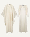 Ivory Front Open Embroidered Side Panel Kaftan Set