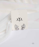 AYA Silver Heart Pearl Accent Stud Earrings