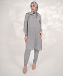Steel Grey Pleated Neck Matching Set