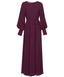 Cherry Berry Flared Long Sleeves Modest Maxi Dress