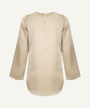 Wheat Gold Satin Bell Sleeve Blouse
