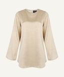 Wheat Gold Satin Bell Sleeve Blouse