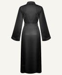 Black Bell Sleeve A-Line Satin Kimono