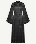 Black Bell Sleeve A-Line Satin Kimono