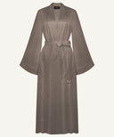 Dark Mink Bell Sleeve A-Line Satin Kimono