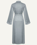 Pale Slate Bell Sleeve A-Line Satin Kimono