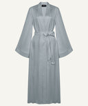 Pale Slate Bell Sleeve A-Line Satin Kimono