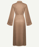 Taupe Bell Sleeve A-Line Satin Kimono