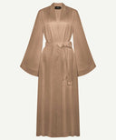 Taupe Bell Sleeve A-Line Satin Kimono