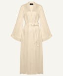 Wheat Gold Bell Sleeve A-Line Satin Kimono