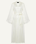 White Bell Sleeve A-Line Satin Kimono