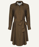 Brown Polka Dot Button Down Long Sleeve Tunic