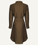 Brown Polka Dot Button Down Long Sleeve Tunic