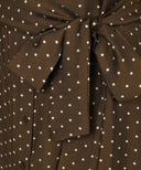 Brown Polka Dot Button Down Long Sleeve Tunic