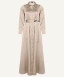Almond Satin Button Down Collar Dress