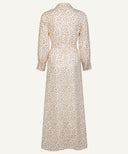 White Floral Chiffon Button Down Collar Dress